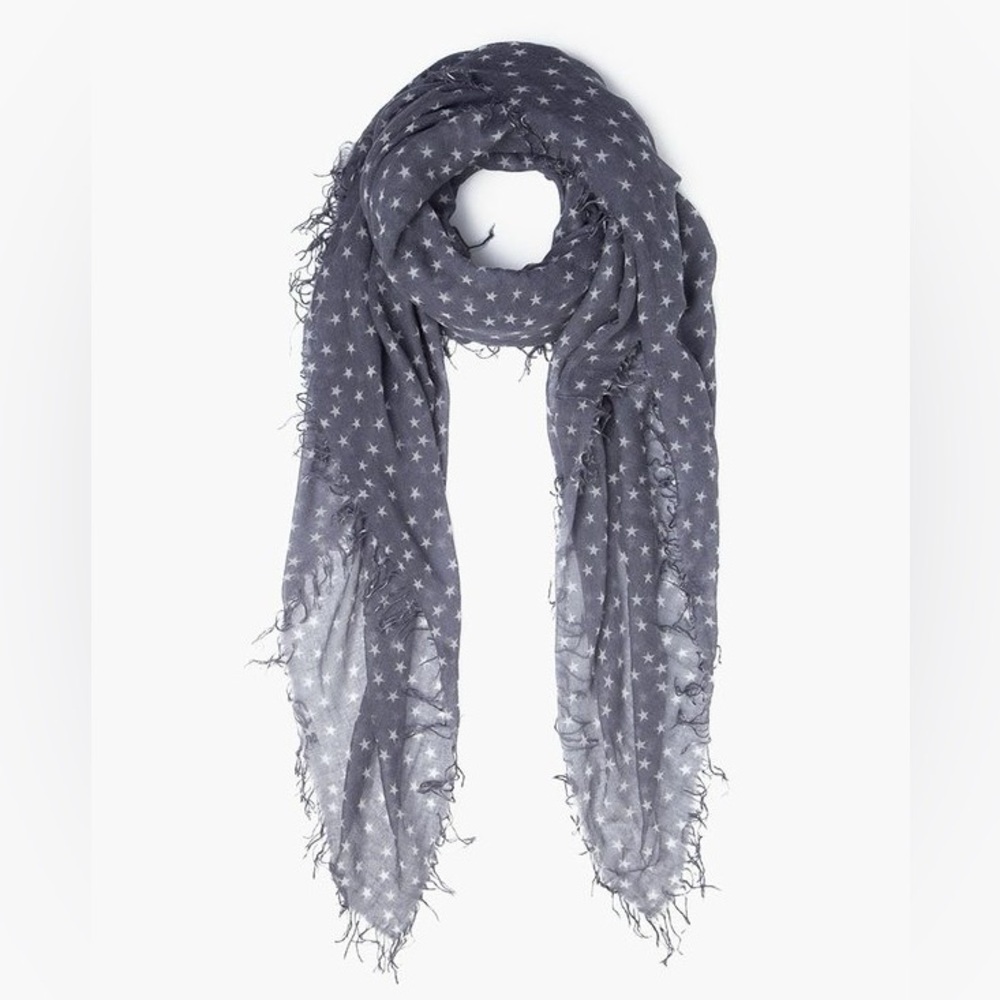 Chan Luu Star Print Cashmere Silk Scarf Color: Tornado/White/Blue